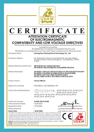 SCENTA CE certificate reference